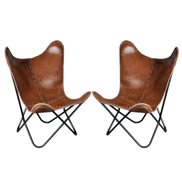 Pair Genuine Leather Butterfly Chair Modern Sling Accent Seat – by Hilason – Cowboy and equestrian accessories