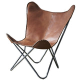 Genuine Leather Butterfly Chair Lounge Modern Sling Accent Seat