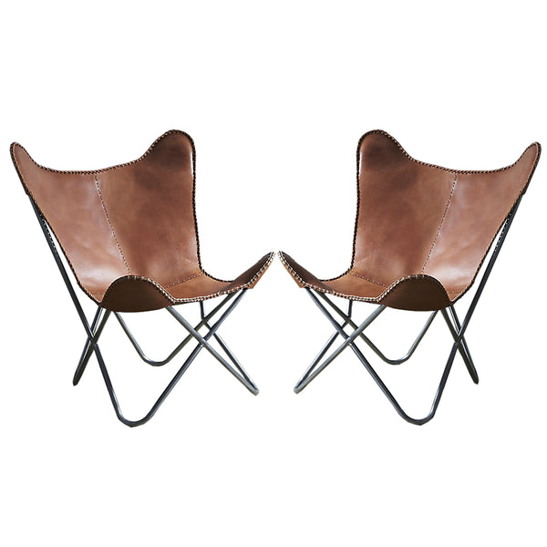 Pair Genuine Leather Butterfly Chair Modern Sling Accent Seat – by Hilason – Cowboy and equestrian accessories