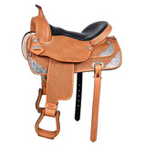 16 In HILASON Western Horse Saddle American Leather Flex Tree Trail and Pleasure Tan - Uhorse