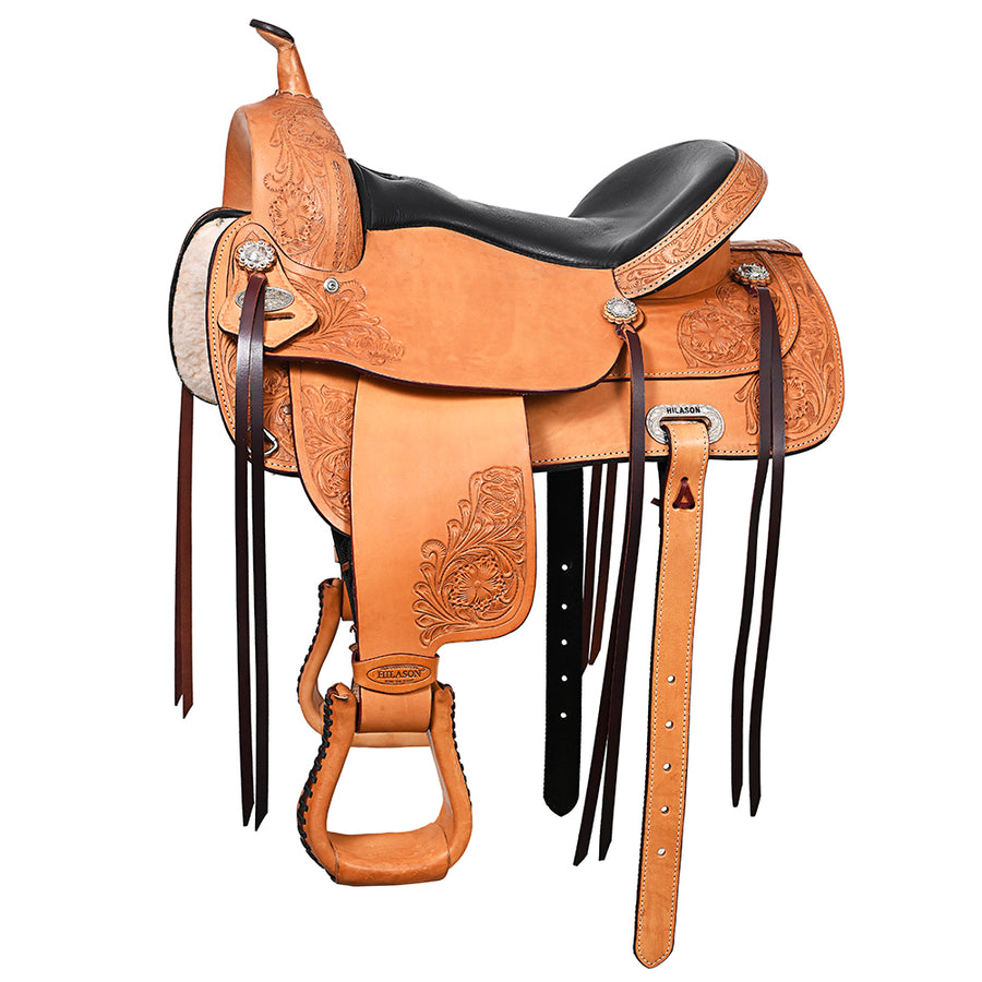 16 In HILASON Western Horse Saddle American Leather Flex Tree Trail and Pleasure Tan - Uhorse