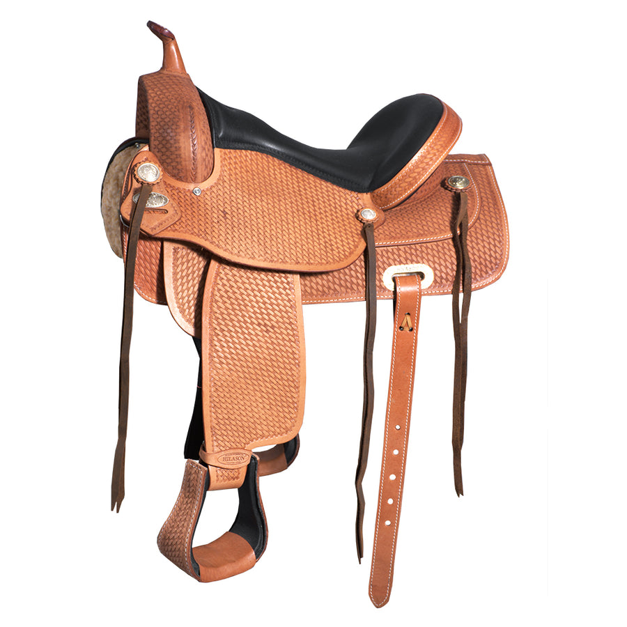 16 In HILASON Western Horse Saddle Leather Flex Tree Trail and Pleasure Tan - Uhorse