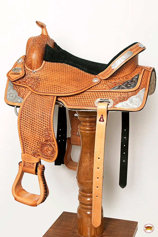 HILASON Western Horse Saddle Leather Treeless Trail Barrel Tan | for Horses