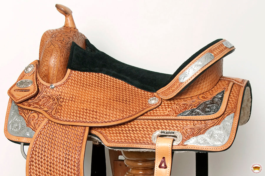 HILASON Western Horse Saddle Leather Treeless Trail Barrel Tan | for Horses