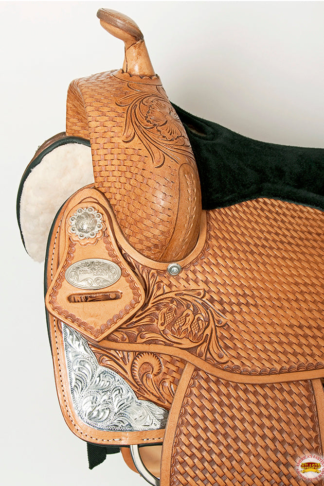HILASON Western Horse Saddle Leather Treeless Trail Barrel Tan | for Horses