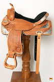 HILASON Western Horse Saddle Leather Treeless Trail Barrel Tan | Horse Saddle | Western Saddle | Leather Saddle | Treeless Saddle | Barrel Saddle | Saddle for Horses