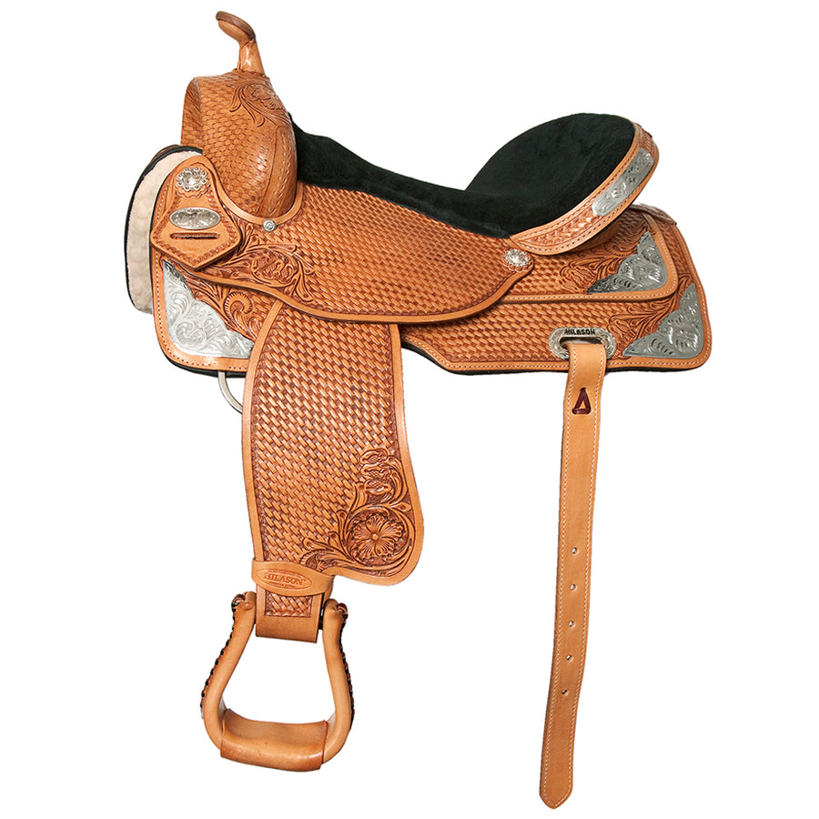 14 In Hilason Western Horse Treeless Saddle American Leather Trail Barrel - Uhorse
