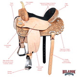 HILASON Western Horse Treeless Saddle American Leather Barrel | for Horses