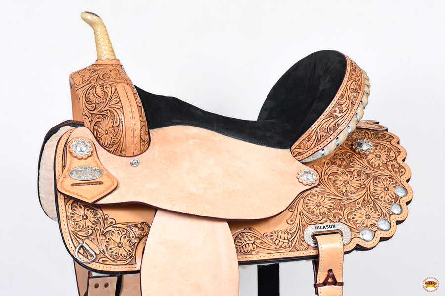 HILASON Western Horse Treeless Saddle American Leather Barrel | for Horses