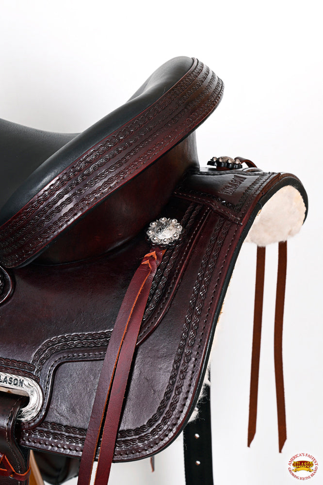 HILASON Western Horse Saddle American Leather Treeless Trail Pleasure | Barrel for Horses