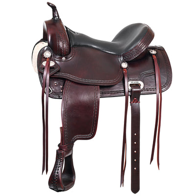 HILASON Western Horse Saddle American Leather Treeless Trail Pleasure | Barrel for Horses