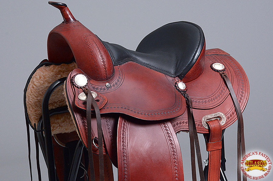 HILASON Western Horse Saddle Leather Treeless Trail Pleasure | Barrel for Horses