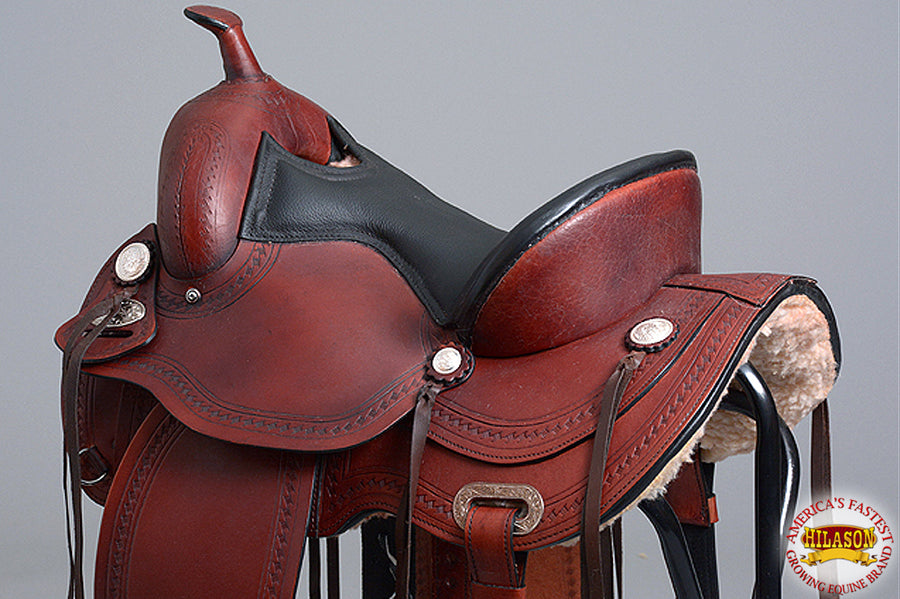 HILASON Western Horse Saddle Leather Treeless Trail Pleasure | Barrel for Horses