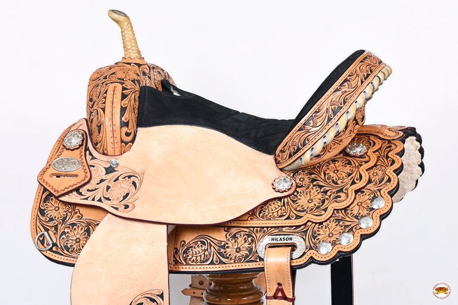 HILASON Western Horse Saddle American Leather Treeless Trail Barrel | for Horses