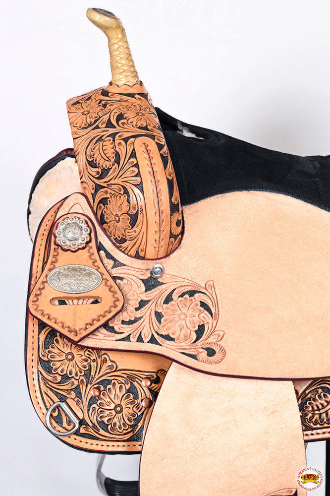 HILASON Western Horse Saddle American Leather Treeless Trail Barrel | for Horses