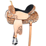 16 In W. H. Saddle American Leather Treeless Trail Barrel Hilason – by Hilason – Cowboy and equestrian accessories