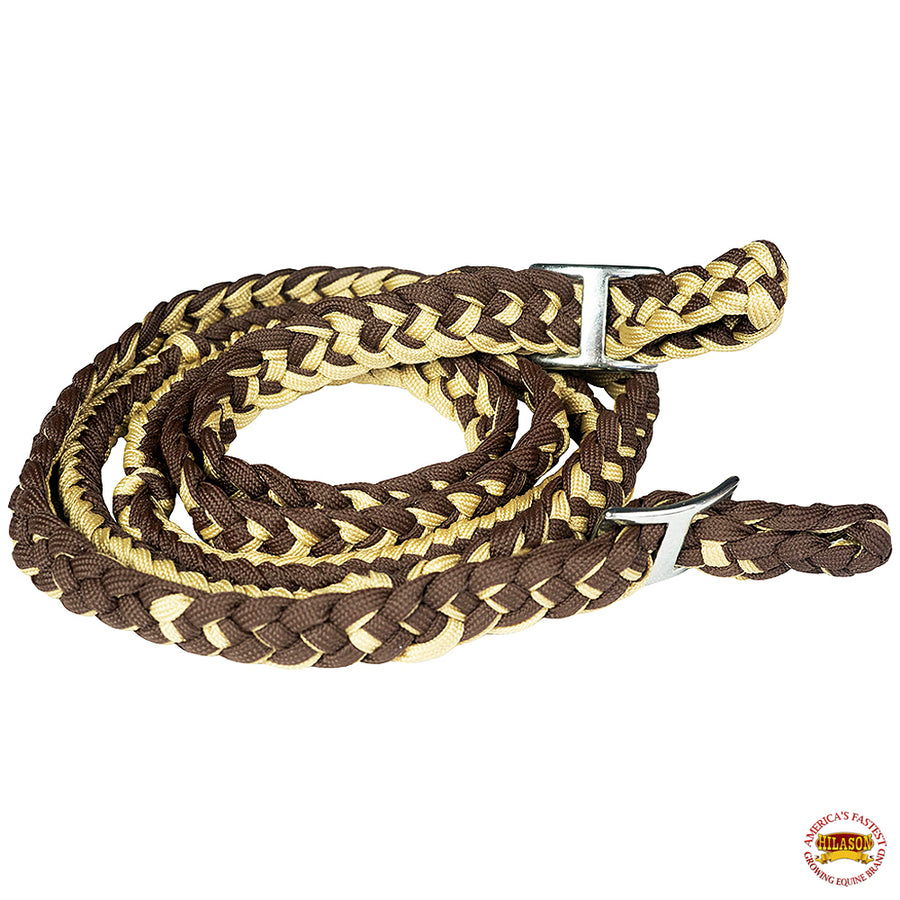 1" X 8Ft Hilason Braided Poly Barrel Reins Horse Racing Flat Grip Knots - Uhorse