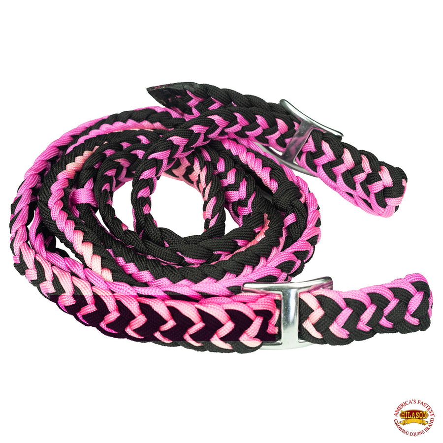 1" X 8Ft Hilason Braided Poly Barrel Reins Horse Racing Flat Grip Knots - Uhorse