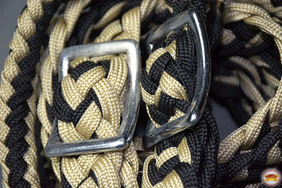 1" X 8Ft Hilason Braided Poly Barrel Reins Horse Racing Flat Grip Knots
