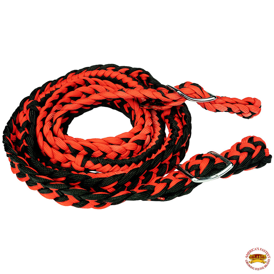 1" X 8Ft Hilason Braided Poly Barrel Reins Horse Racing Flat Grip Knots - Uhorse