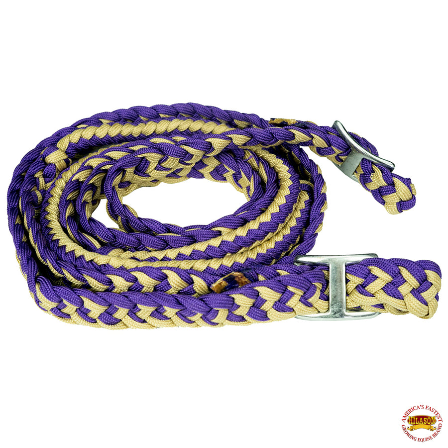 1" X 8Ft Hilason Braided Poly Barrel Reins Horse Racing Flat Grip Knots - Uhorse