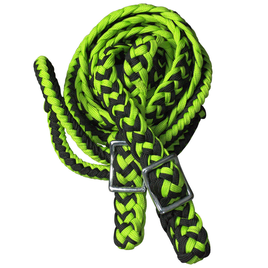 1" X 8Ft Hilason Braided Poly Barrel Reins Horse Racing Flat Grip Knots - Uhorse