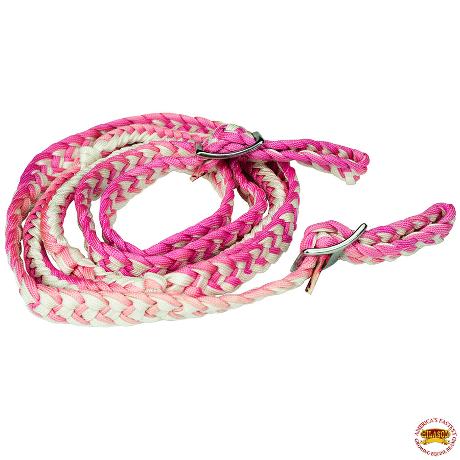 1" X 8Ft Hilason Braided Poly Barrel Reins Horse Racing Flat Grip Knots - Uhorse