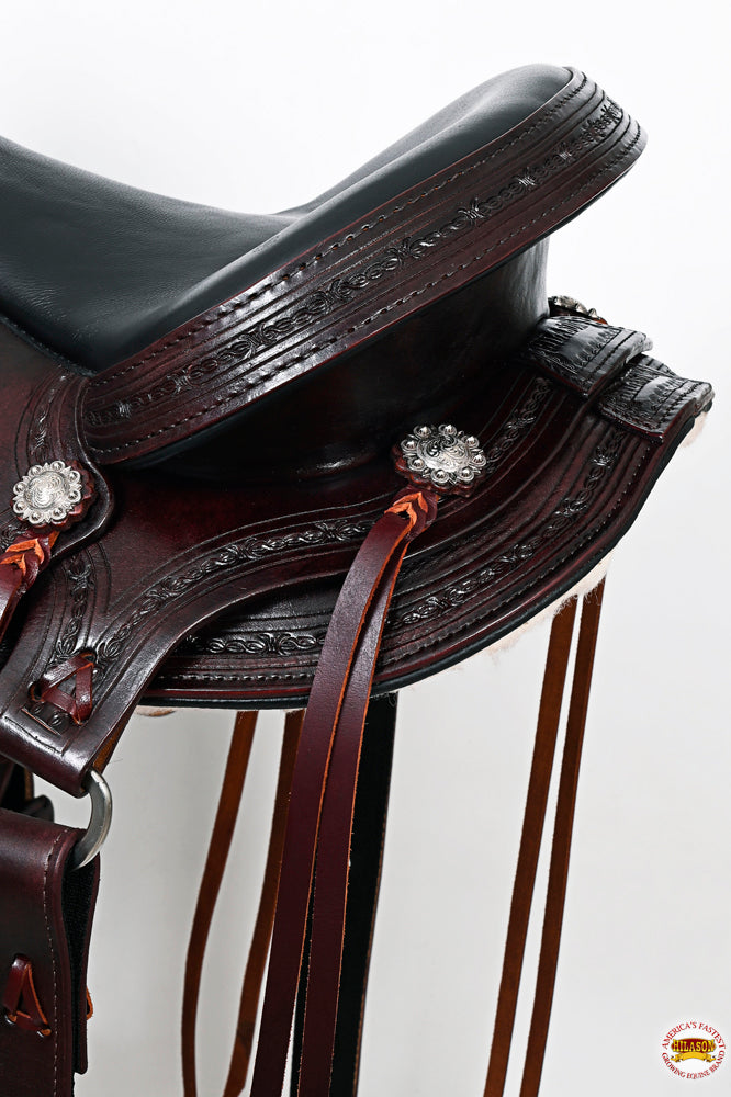 HILASON Western Horse Gaited Flex Trail American Leather Saddle | Treeless for Horses