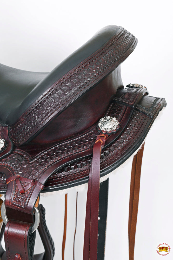 HILASON Western Gaited Flex Trail Horse American Leather Saddle | Treeless for Horses