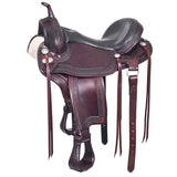 HILASON Western Gaited Flex Trail Horse American Leather Saddle | Horse Saddle | Western Saddle | Treeless Saddle | Saddle for Horses | Horse Leather Saddle