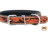 HILASON Heavy Duty Genuine Leather Dog Collar Padded Tan W/Black | Leather Dog Collar | Western Dog Collar | Leather Collar for Dogs | Comfortable Dog Collar