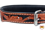 HILASON Heavy Duty Genuine Leather Dog Collar Padded Tan W/Black | Leather Dog Collar | Western Dog Collar | Leather Collar for Dogs | Comfortable Dog Collar