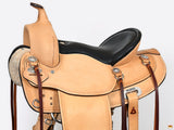 HILASON Western Draft Horse Wide Gullet Trail American Leather Saddle | Horse Saddle | Western Saddle | Draft Horse Saddle | Saddle for Horses | Horse Leather Saddle