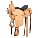 HILASON Western Draft Horse Wide Gullet Trail American Leather Saddle | Horse Saddle | Western Saddle | Draft Horse Saddle | Saddle for Horses | Horse Leather Saddle