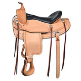 15 In Hilason Western Draft Horse Wide Gullet Trail American Leather Saddle - Uhorse