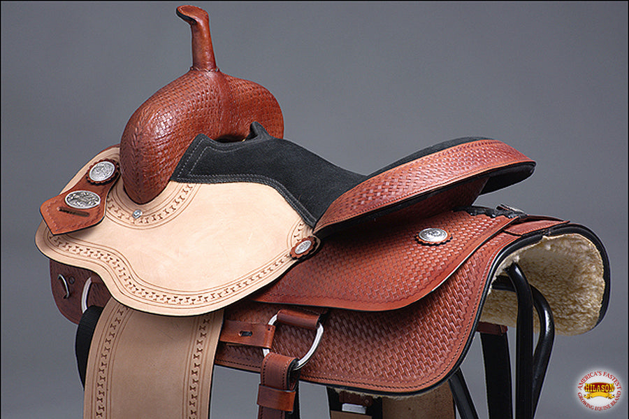 HILASON Western Horse Trail Show Saddle Synthetic Pleasure Riding | Hand Tooled Ranch roping Leather For Horses