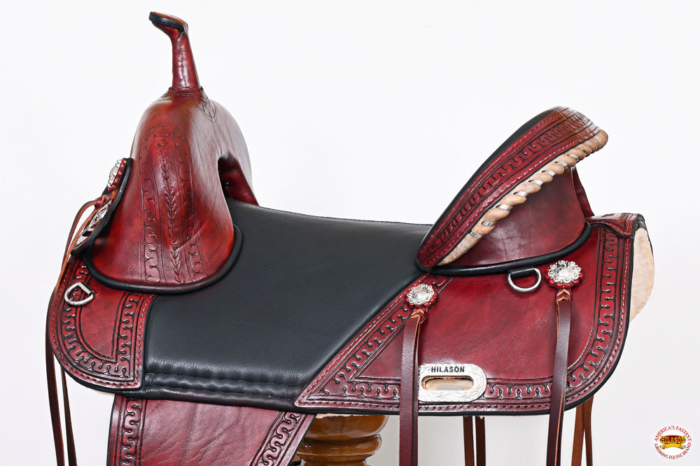 Western Horse Saddle Hilason Treeless Trail American Leather