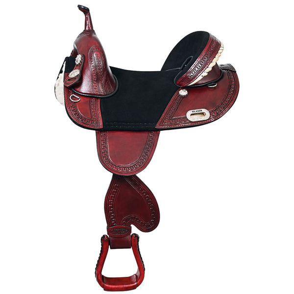 Western Horse Saddle Hilason Treeless Trail Genuine American Leather - Uhorse
