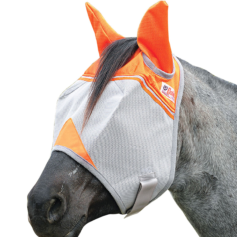 Horse fly mask with orange and gray nylon construction - Uhorse
