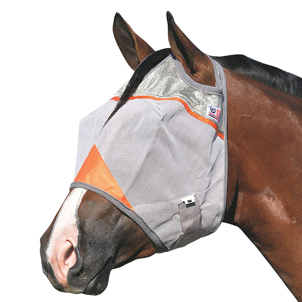 Horse fly mask with orange and gray mesh panels - Uhorse