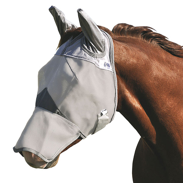 White nylon horse fly mask with ear covers - Uhorse