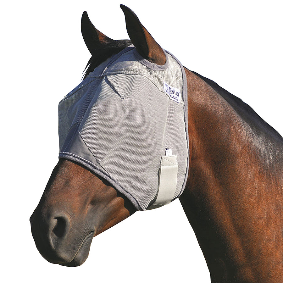 Horse fly mask with mesh panels and navy trim - Hilason