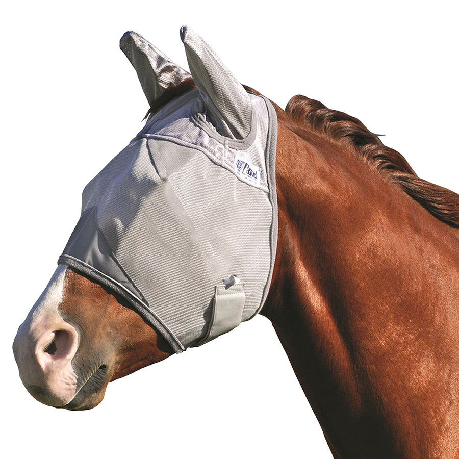 Gray canvas horse fly mask with ear covers - Uhorse