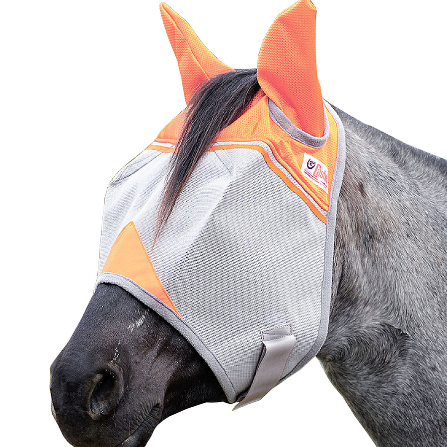 Horse fly mask with orange and gray nylon construction - Uhorse