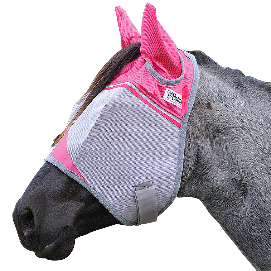 Pink and gray nylon horse fly mask with ears - Uhorse
