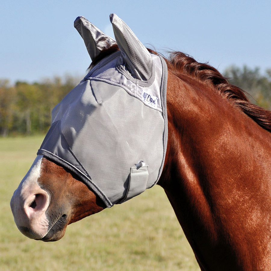 Gray nylon horse fly mask with ear covers - Uhorse