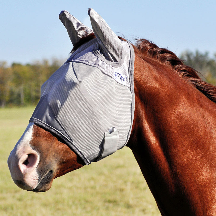 Gray nylon horse fly mask with ear covers - Uhorse