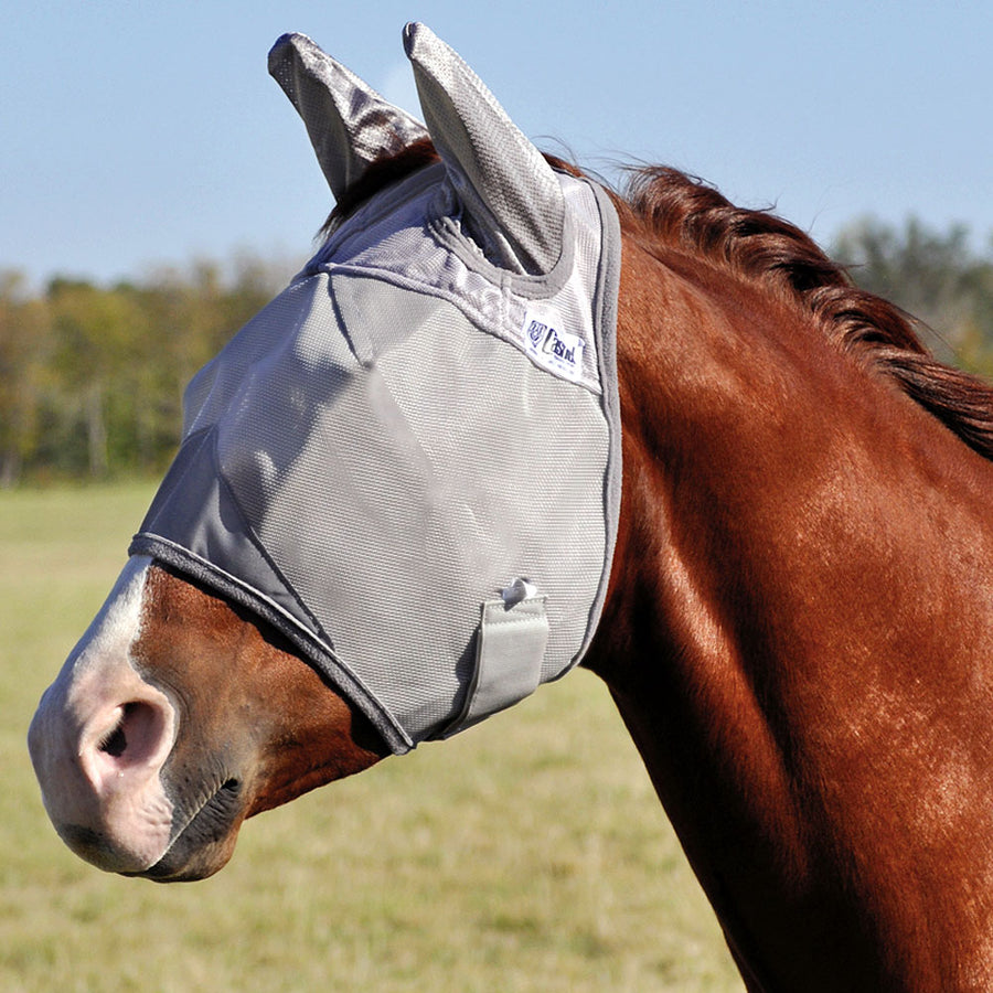 Gray nylon horse fly mask with ear covers - Uhorse
