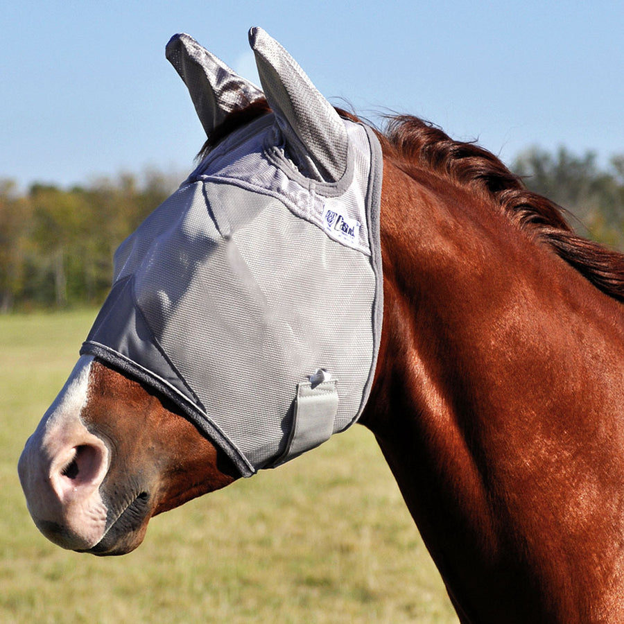 Gray nylon horse fly mask with ear covers - Uhorse