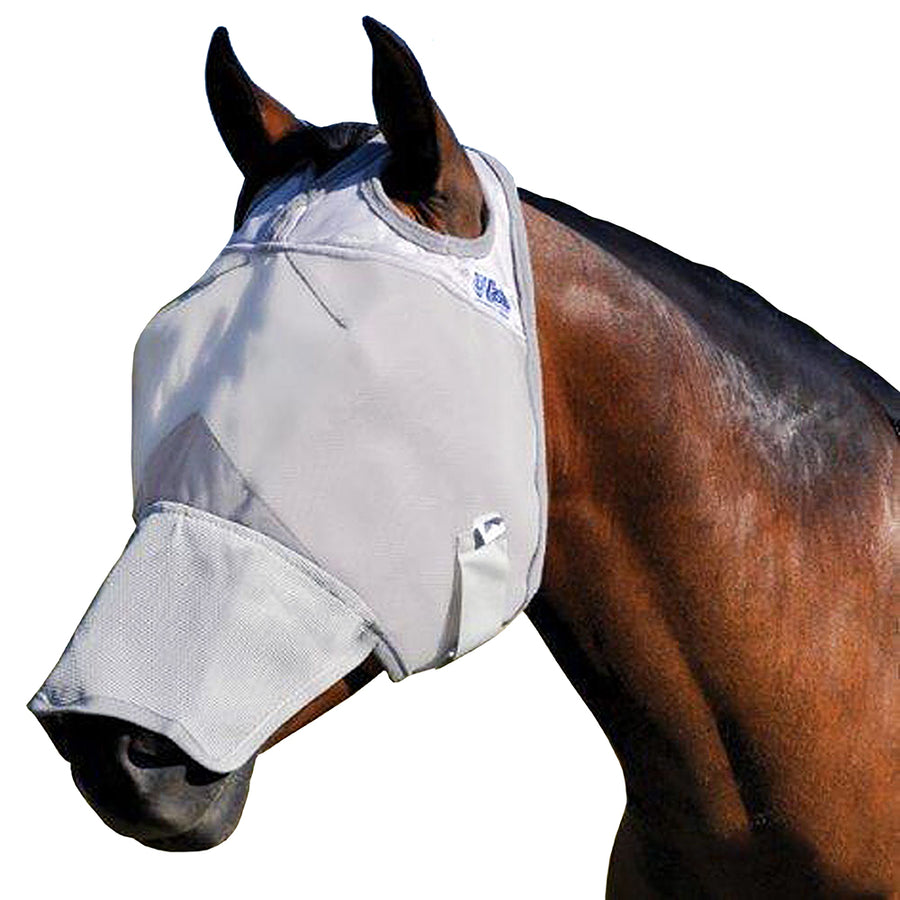 White nylon horse fly mask with mesh panels - Uhorse